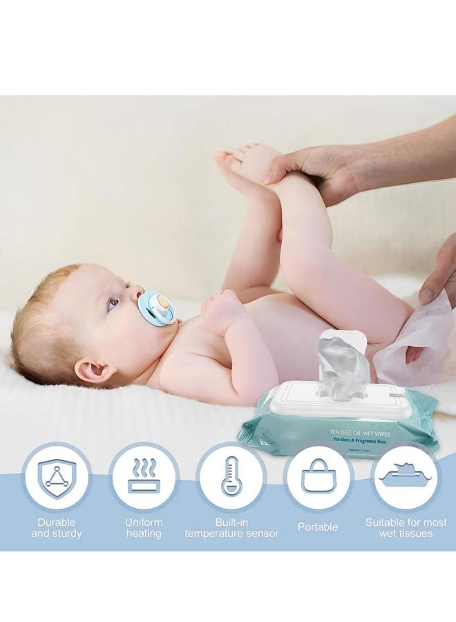 Baby Wipe Warmer, Wipe Warmer Thermostat Temperature Double Layers Cover Portable USB Wet Wipe Heater for Home,Light Blue - Image 3